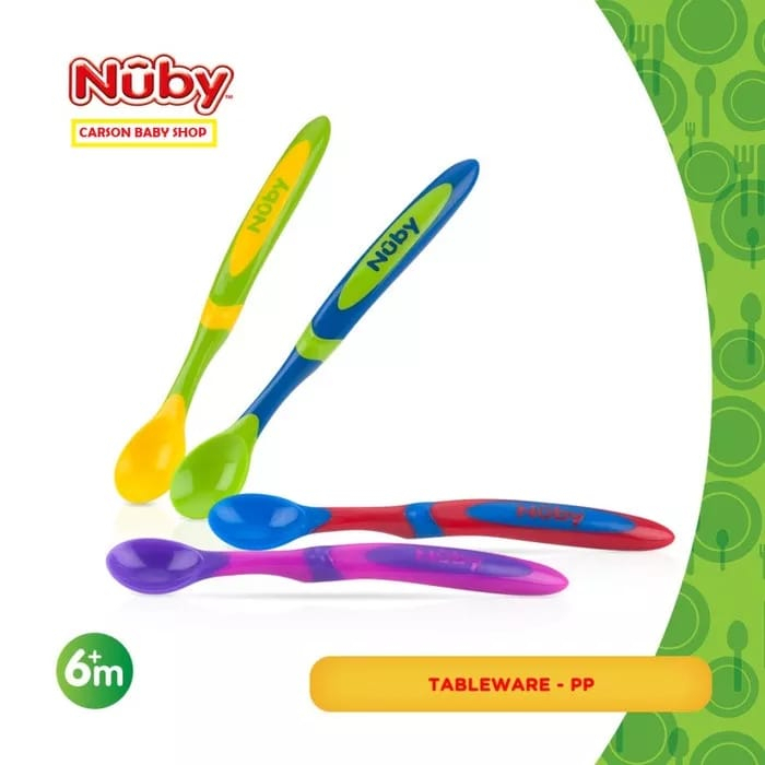 Nuby Kids Hot Safe Spoon isi 3 - Sendok Makan Anak Anti Panas