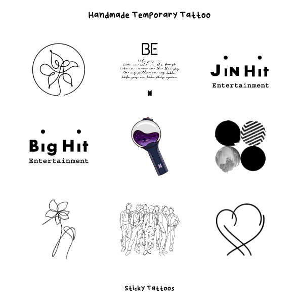 ST10 - BTS FLOWER STICKY TATTOO TEMPORARY CUSTOM TATO TEMPORER