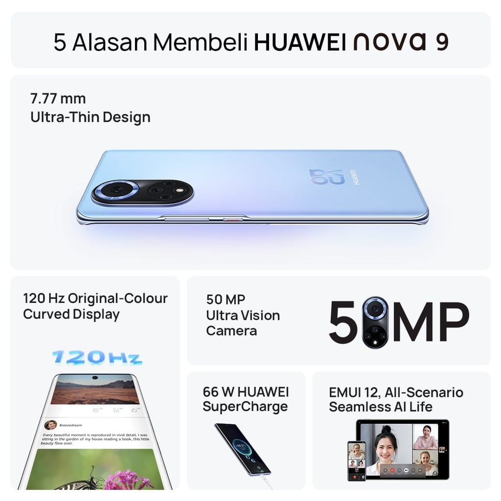 Huawei Nova 9 8GB + 256GB Garansi Resmi Huawei Indonesia