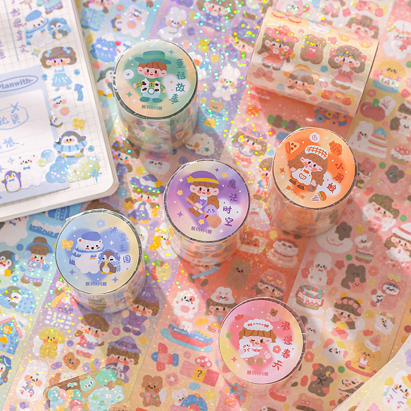 

Yu Xian Little Heart Journey Hologram Roll Deco Stickers - Sticker Dekorasi Jurnal