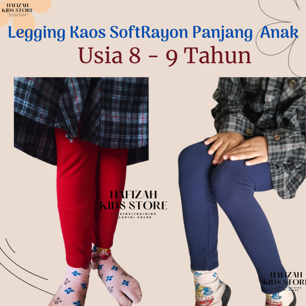 Legging Panjang Anak Kaos Soft Rayon Usia 8 - 9 th