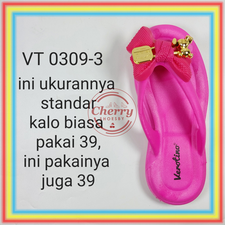 0309-3 Sandal Jepit Wanita Karet Fuji Verotino Sendal Cewek Motif Pita Gemoy Lucu Empuk Glanzton