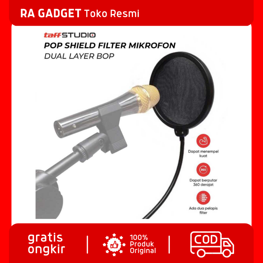 Pop Shield Filter Mikrofon Dual Double Layer BOP Windscreen / Pop Filter Mic Condenser Kondenser Pen