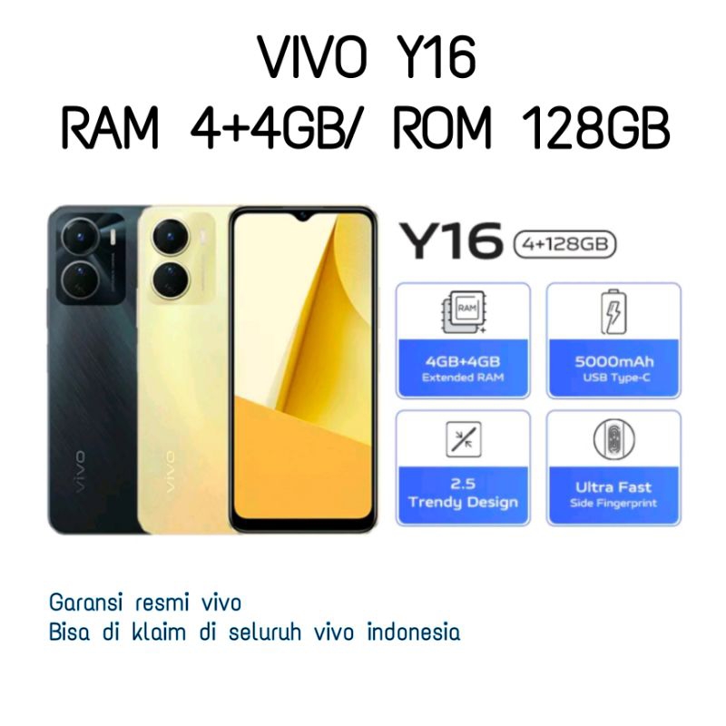 VIVO Y16 RAM 4 ROM 128GB RESMI MURAH SEGEL
