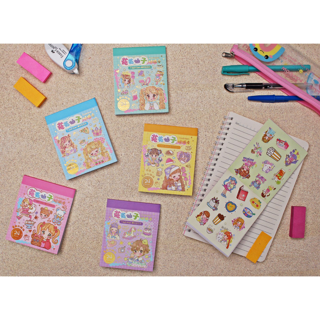 Sticker Buku Cewe Mix Seri Karakter Lucu Stiker Buku Tempel