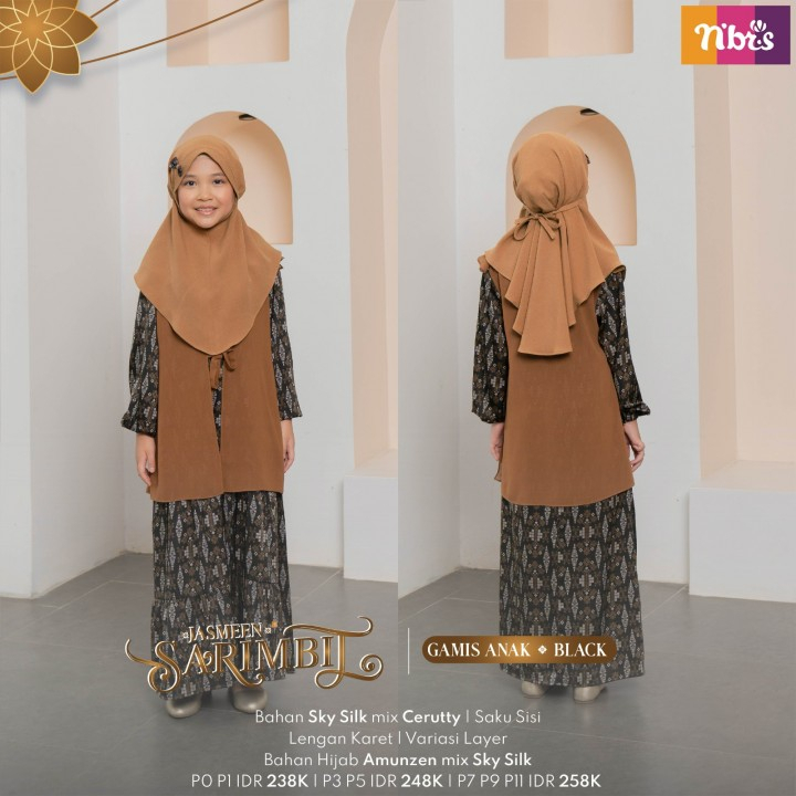 BISA COD - NIBRAS SARIMBIT JASMEEN BLACK-MOCA TERBARU FASHION MUSLIM SARIMBIT COUPLE NIBRAS
