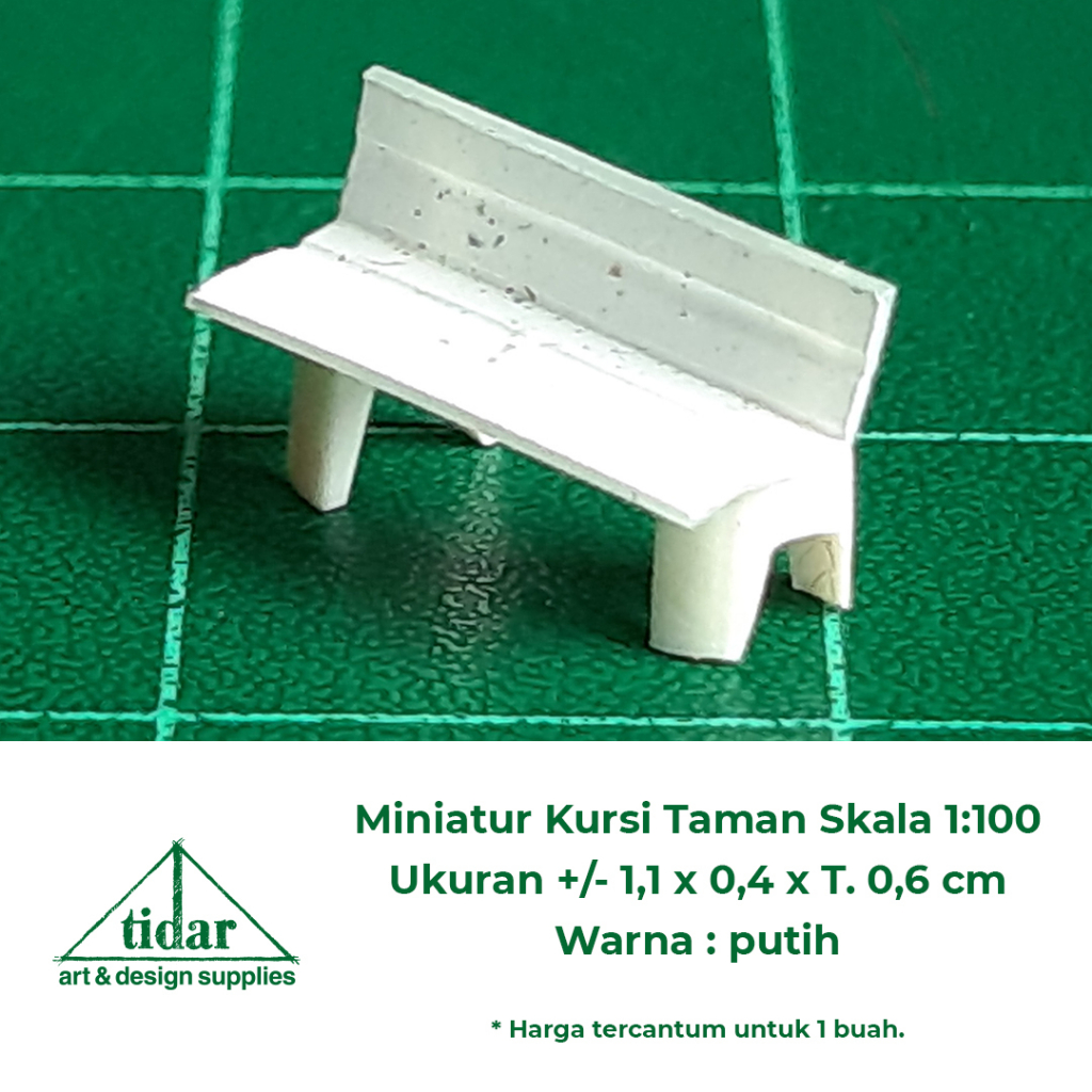 MH - Miniatur Maket Kursi Taman Skala 1:100 - Bangku Minimalis Warna Putih