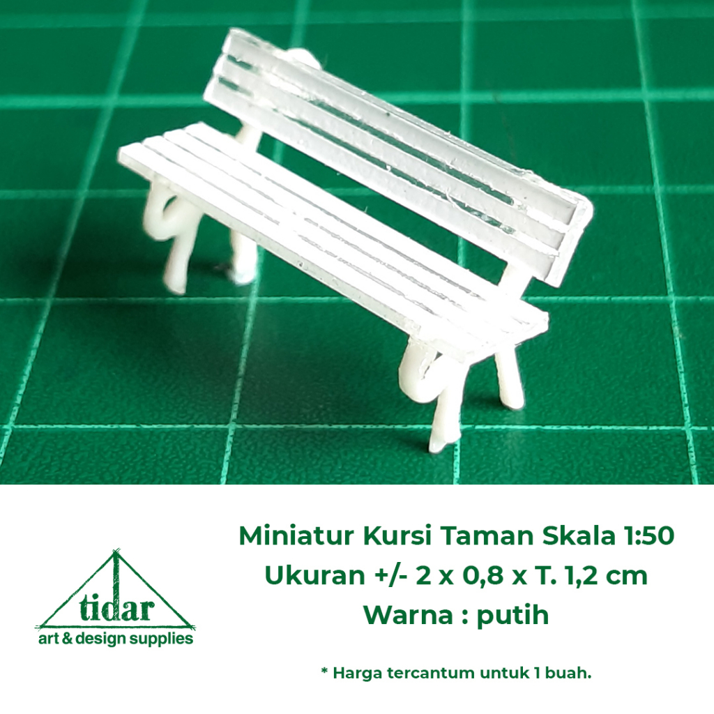MH - Miniatur Maket Kursi Taman Skala 1:50 - Bangku Minimalis Warna Putih