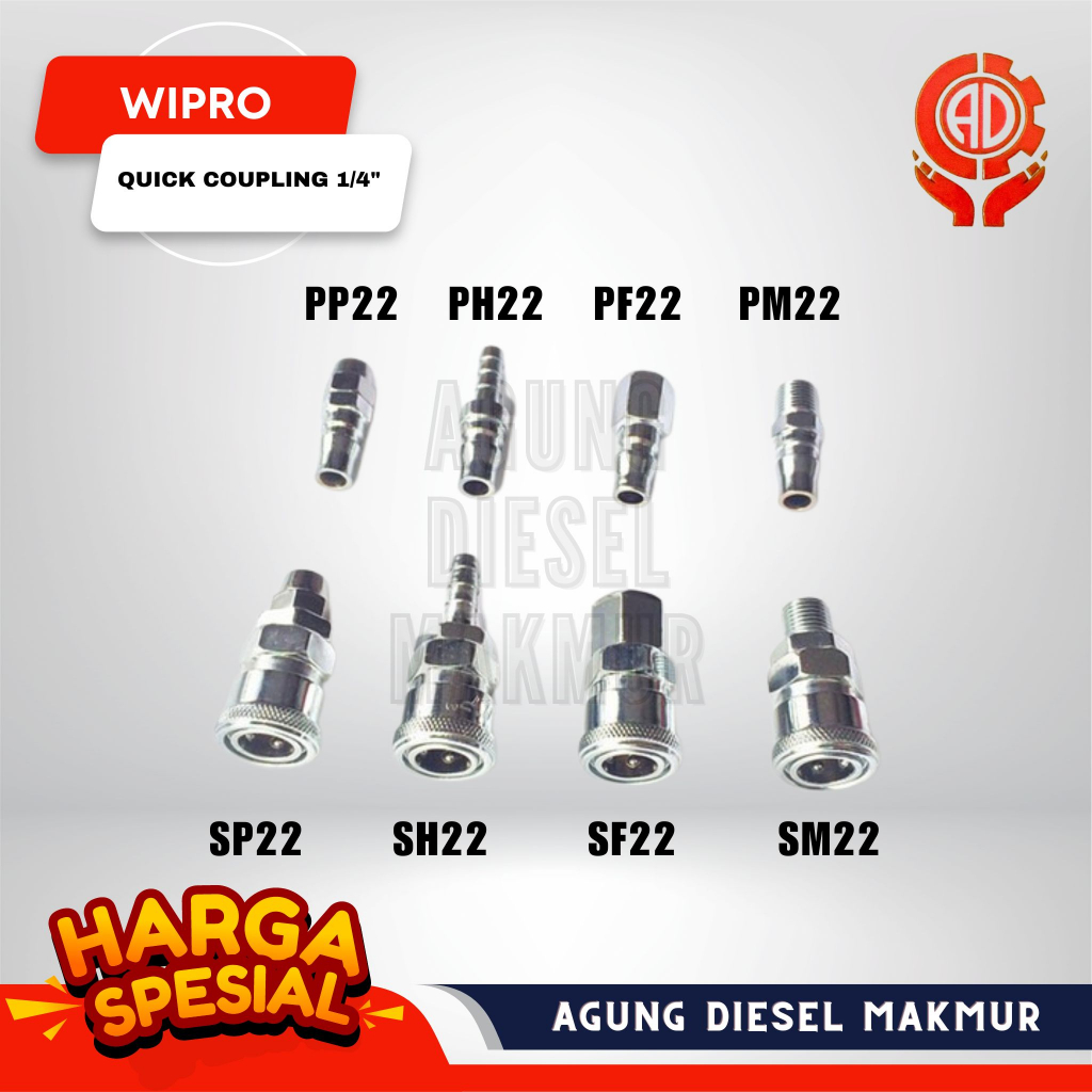 Wipro Quick Coupling Coupler Sambungan Selang Angin 1/4"