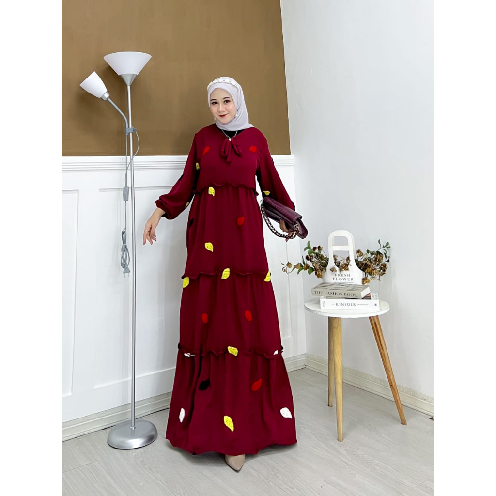 Dress Elisha Maxy Cey Bordir Gamis Cringkel