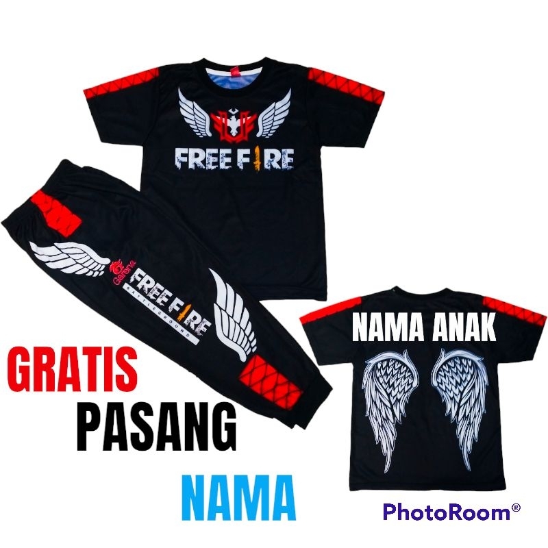 SETELAN BAJU GAMING FREE FIRE/SETELAN CELANA BNL ANGEL/BISA CUSTOM NAMA