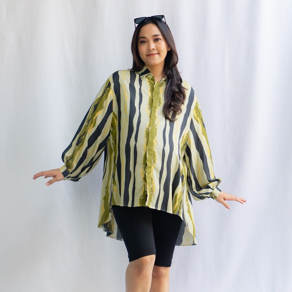 Bajuboo Ayumi - Kemeja Batwing Oversize Bumil &amp; Busui Friendly Rayon Lengan Panjang