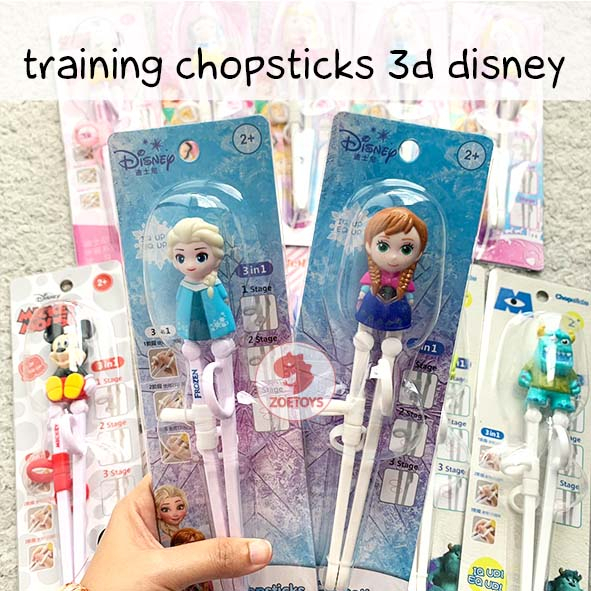 Zoetoys Training Chopsticks 3D Disney Frozen Elsa | Alat Makan Belajar Latihan Anak Disney Cars Princess Mickey Cinderella balita