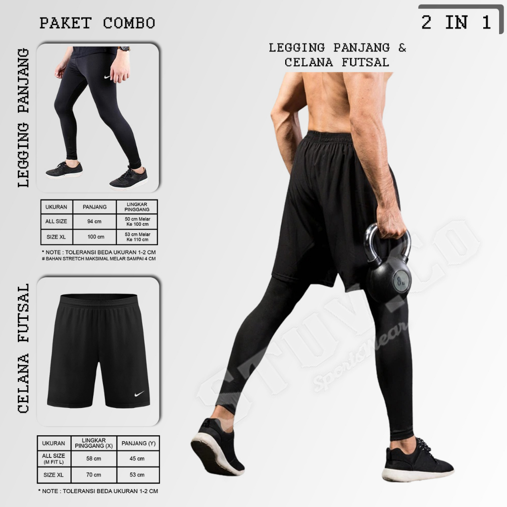 PAKET 2IN1 OLAHRAGA LEGGING PANJANG DAN CELANA FUTSAL