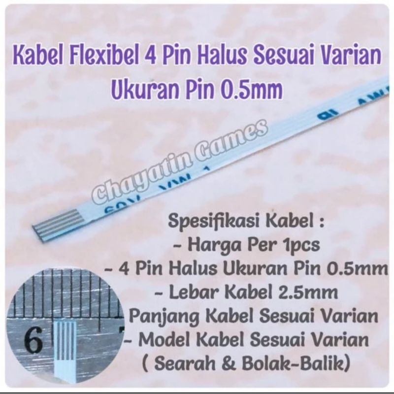 Kabel Fleksibel 4 Pin Ukuran Pin 0,5mm