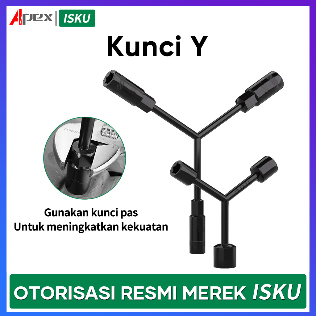 ISKU Kunci Y Panjang/Kunci Sok Y Pendenk/Kunci Sock Y/Kunci Socket Wrench Y 8mm-10mm-12mm-14mm