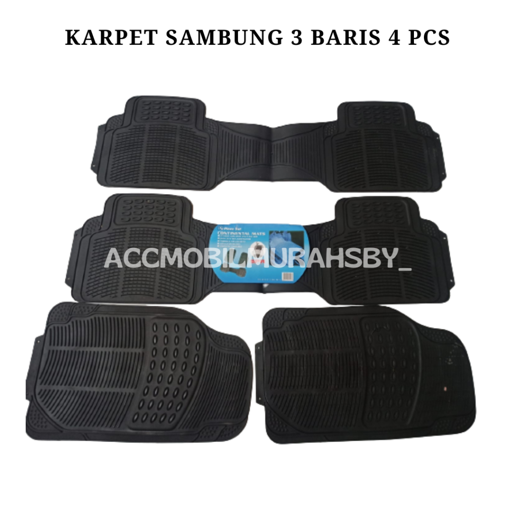 Karpet Mobil Bahan Karet 3 Baris / 4 Potong Universal Black ,Abu &amp; Beige karpet universal alas mobil