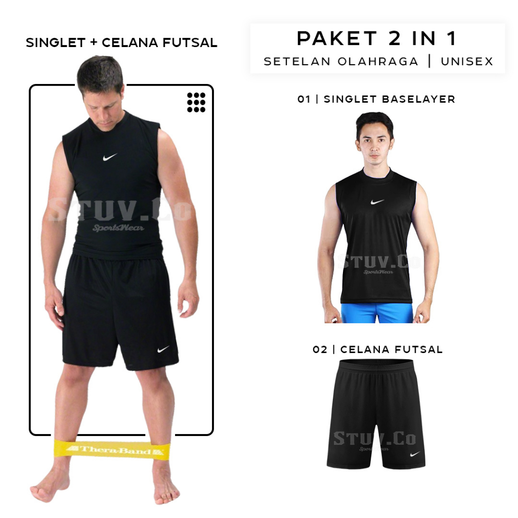 PAKET 2IN1 OLAHRAGA SINGLET BASELAYER DAN CELANA FUTSAL PRIA