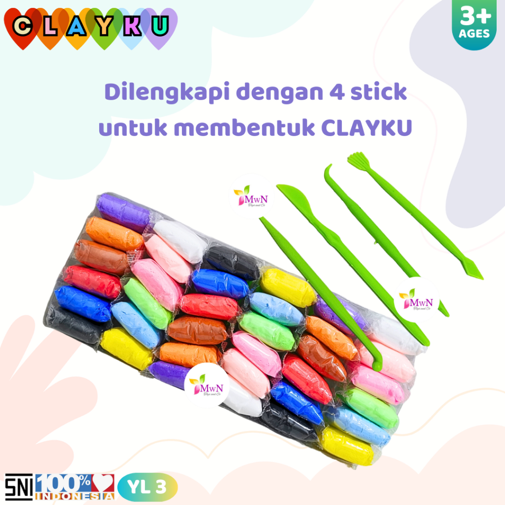 MWN  Mainan Edukasi Clayku Lilin Polymer isi 36pc YL3