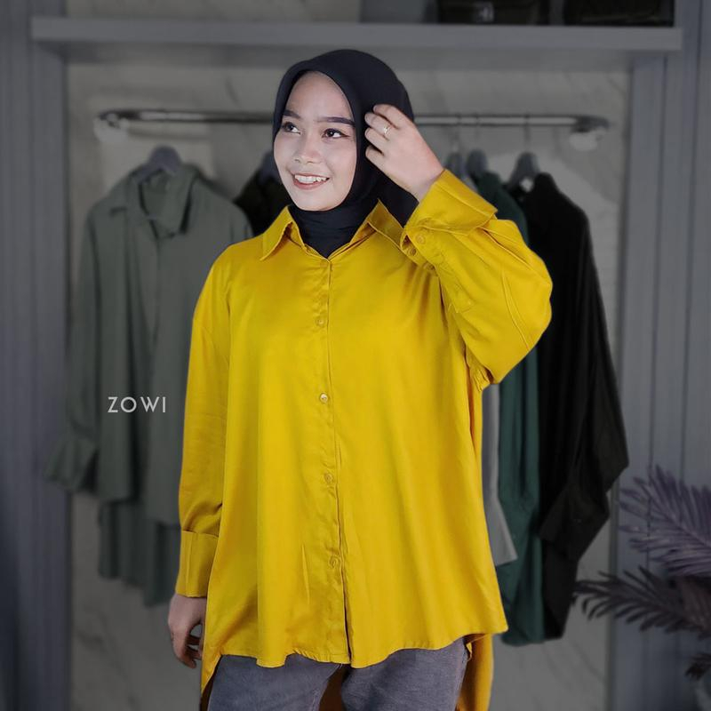 ZOWI Kemeja Wanita Oversize Rayon Twill Polos Jumbo Premium