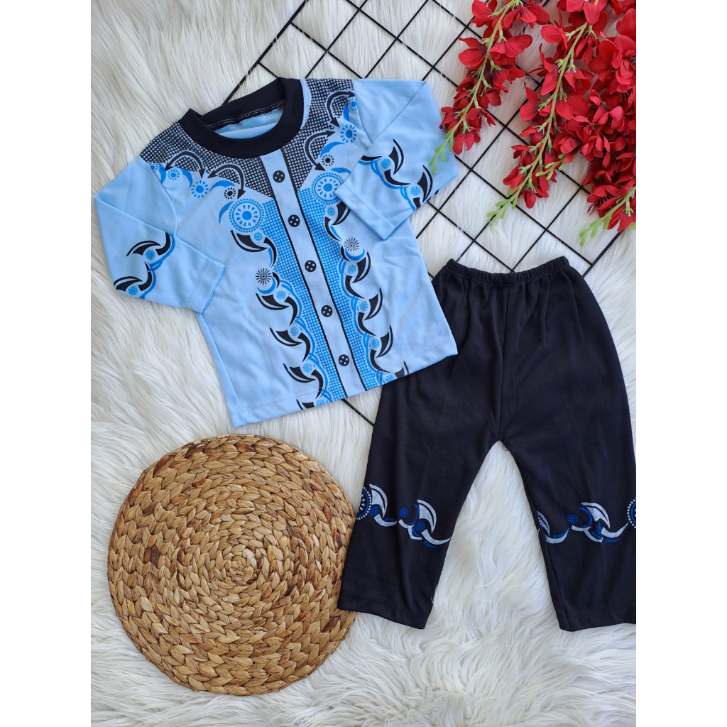 baju koko anak / baju muslim anak stelan baju laki laki lucu murah DASAR WARNA 3-18 bulan