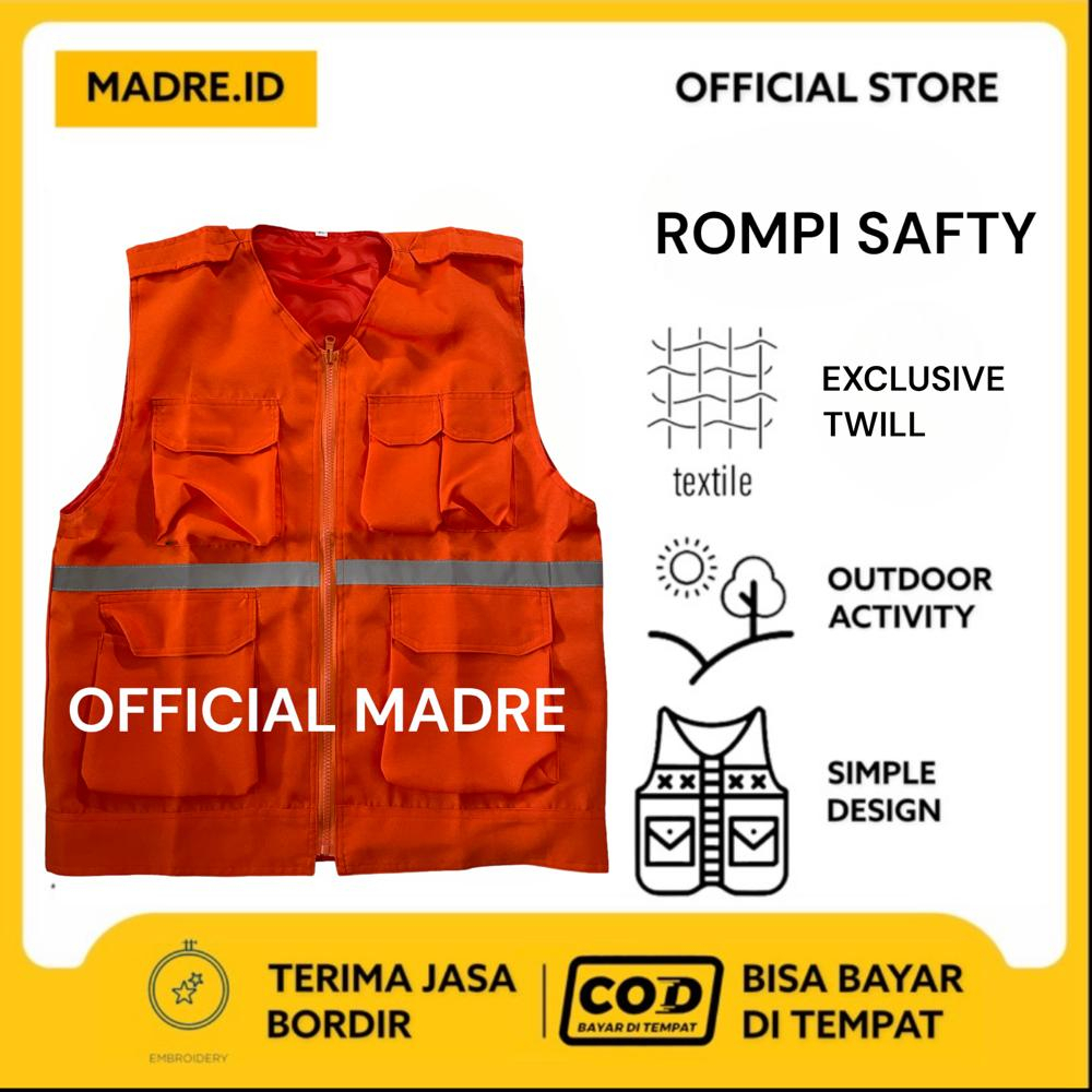 Rompi Proyek - Rompi Safety - Rompi Tambang - Rompi Kain- Rompi k3 - Rompi 5 Kantong - Rompi Kerja Lapangan Outerwear - Rompi skotlet - Industrial Safety Vest