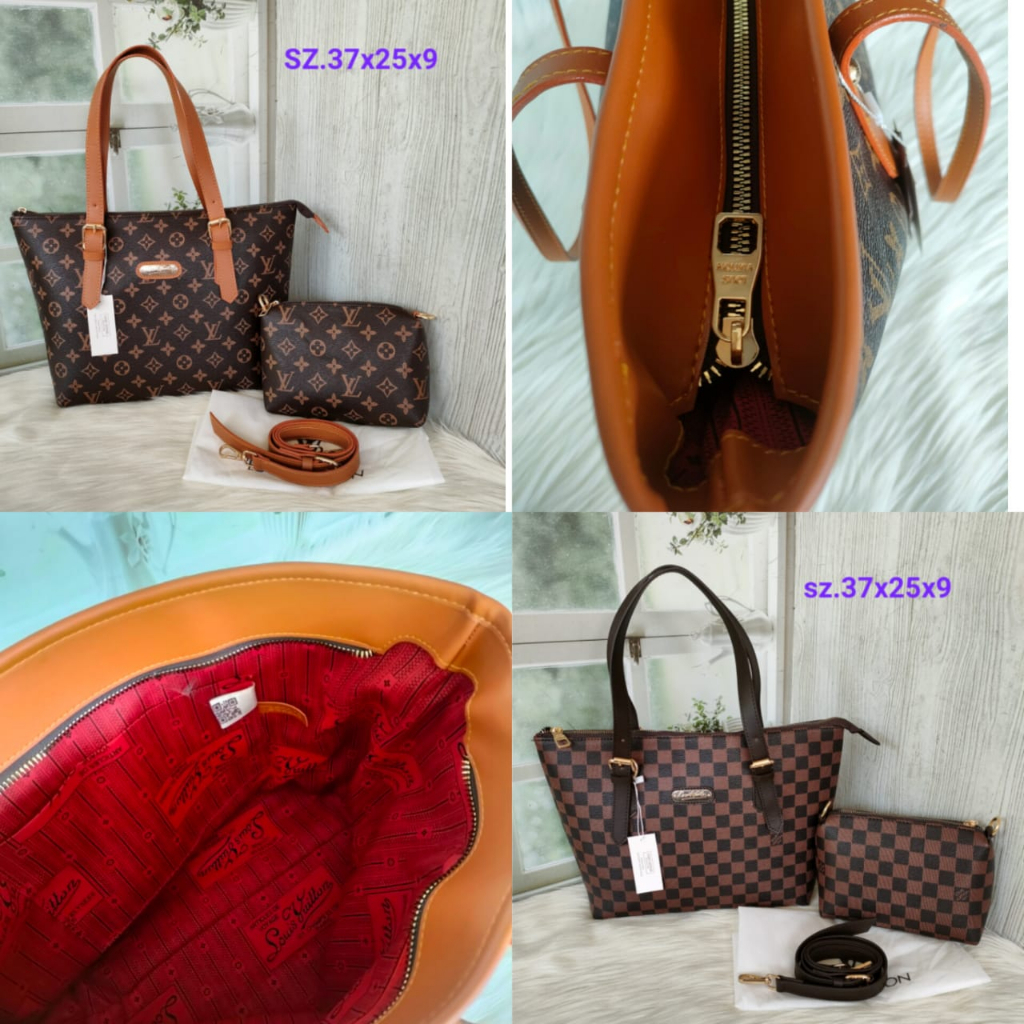 Tote Bag LV FREE POUCH SIZE  37 FULL EMBOSS HIGH QUALITY