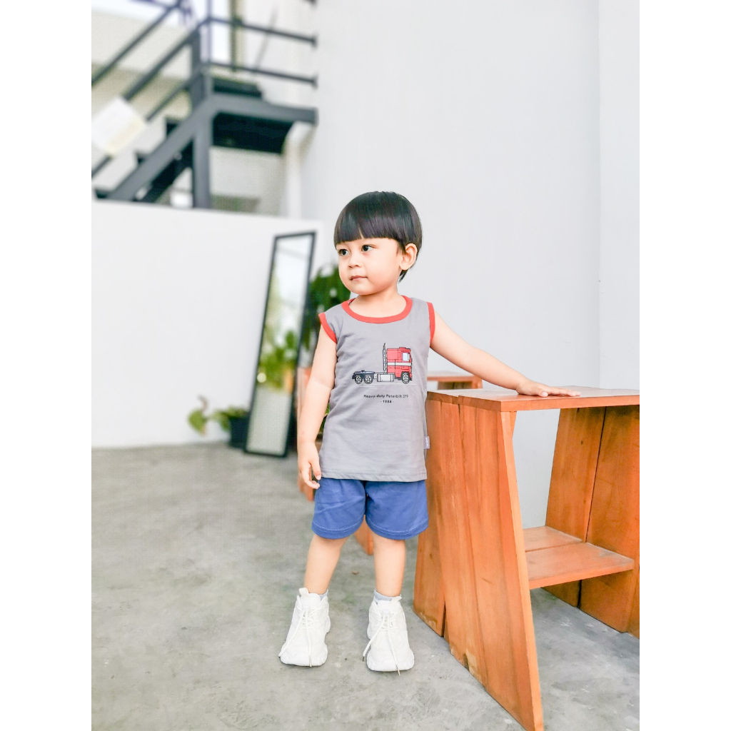 KEOLA - Setelan Sleeveless Shirt Cars Film Usia 1 – 6 Tahun / Setelan Kutung Anak Kasual Mobil dan Film Premium Kekinian terbaru