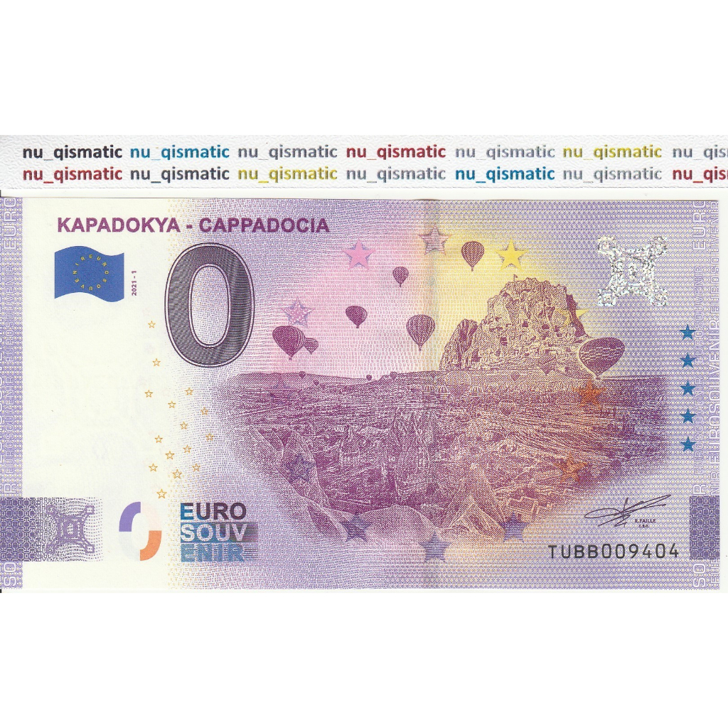 Uang 0 Zero Euro 2021, Kapadokya Cappadocia, UNC Baru Super Gress