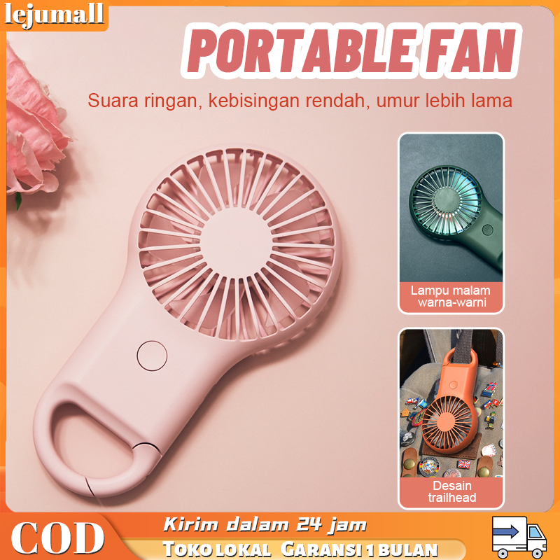 Kipas Angin Mini Portable Recharge / Mini Fans Exquisite Fahion/ The Roku Mini Fan dengan Gesper dan Cahaya Berwarna-warni