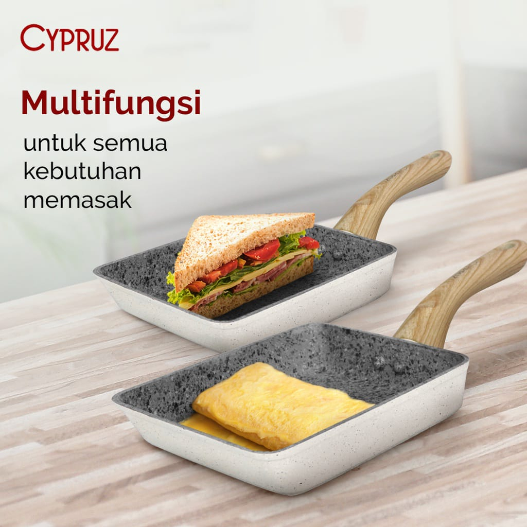 Cypruz Omelette Pan 13x18cm Granite Pan Non Stick Putih Penggorengan