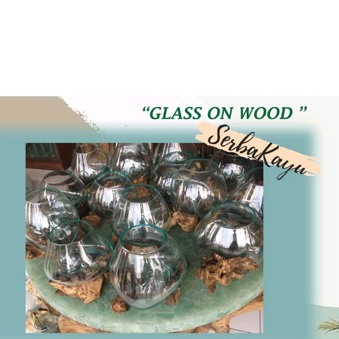 Glass on Wood/Aquarium Ikan cupang/Pot Kaca tiup porselen ukuran XL