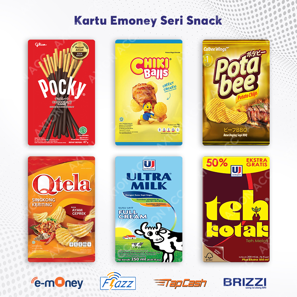 KARTU E MONEY E TOLL BRIZZI BRI FLAZZ BCA GEN 2 E MONEY MANDIRI TAPCASH BNI SERI SNACK