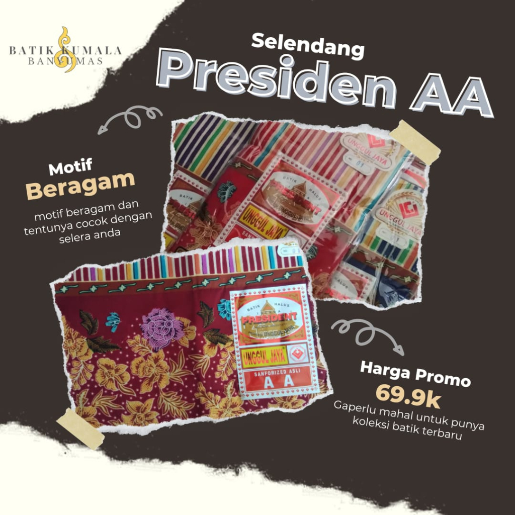 Slendang Batik Tradisional gendongan bayi Cap Presiden AA