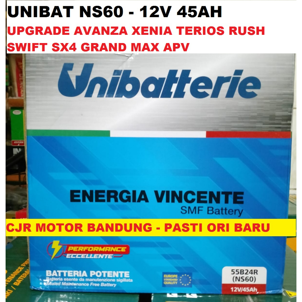 Aki Kering NS60 45AH UNIBAT mobil AVANZA VELOZ XENIA GRAND MAX APV