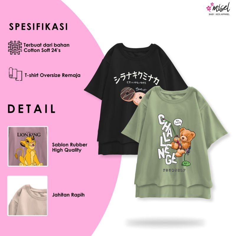 Baju Kaos Oversize Viral Kekinian Anak Perempuan Cewek Remaja Tanggung Misel 12 13 14 15 16 17 18 Tahun