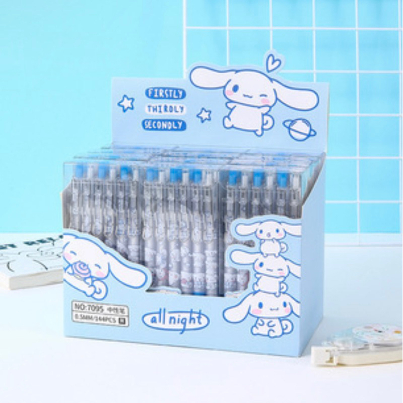 (12 Pcs) Box Pulpen Gel Cetek Sanrio 0.5mm / Ballpoint sanrio kuromi cinnamoroll Melody / Pulpen anak sekolah warna hitam