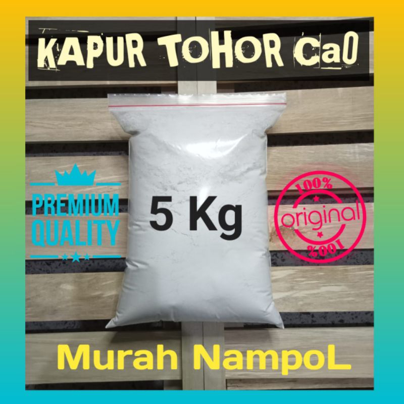 5 KG KAPUR TOHOR Ca0 BUBUK KERING 100 % ASLI BATU GAMPING