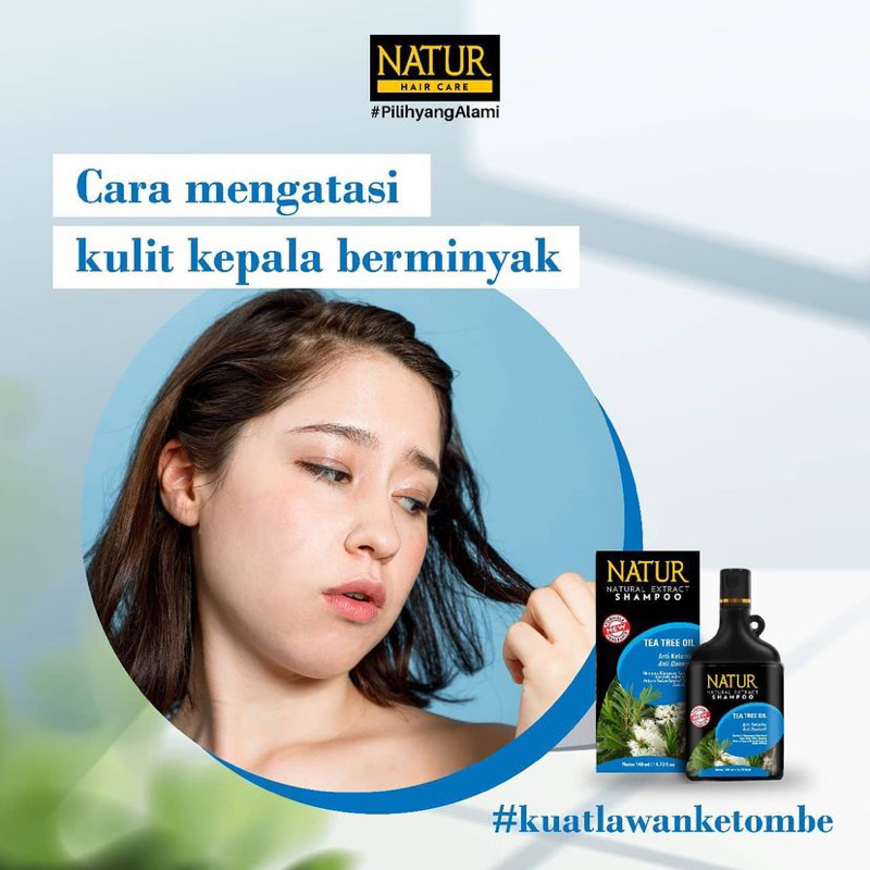 NATUR Hair Shampoo Tea Tree 80ML / Shampoo Anti Dandruff Membantu Mengurangi Ketombe BPOM