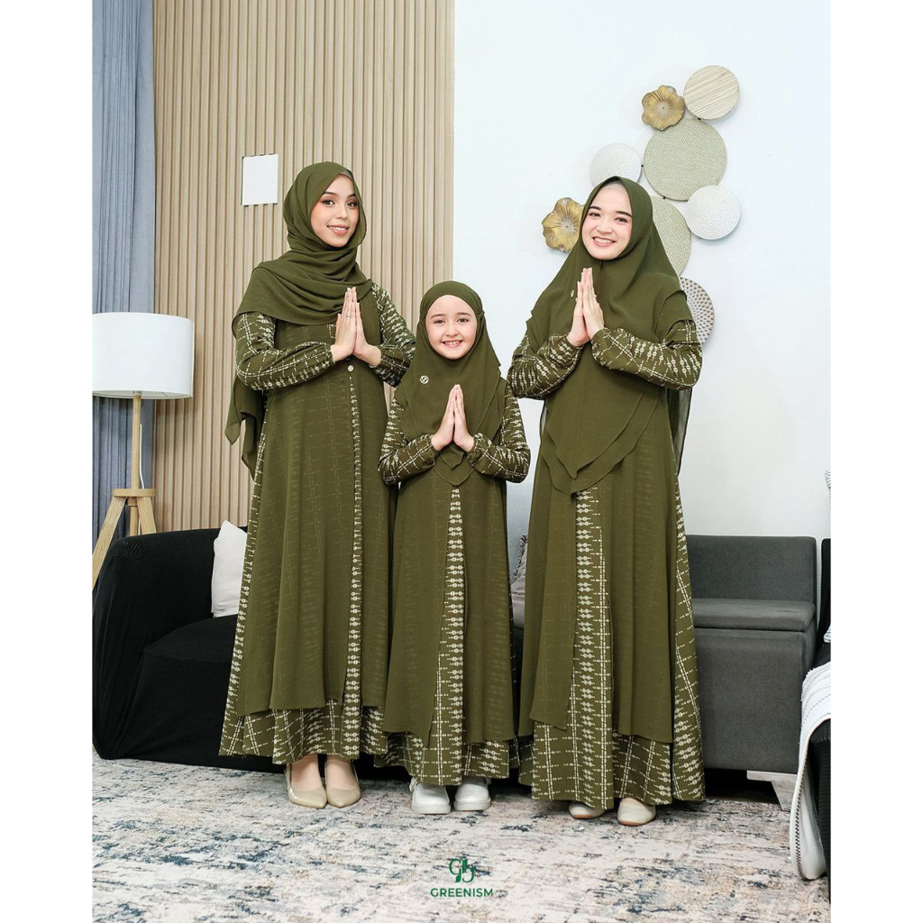 Greenism Sarimbit Amarasi (Olive) Quality Premium Syar'i - Family Set