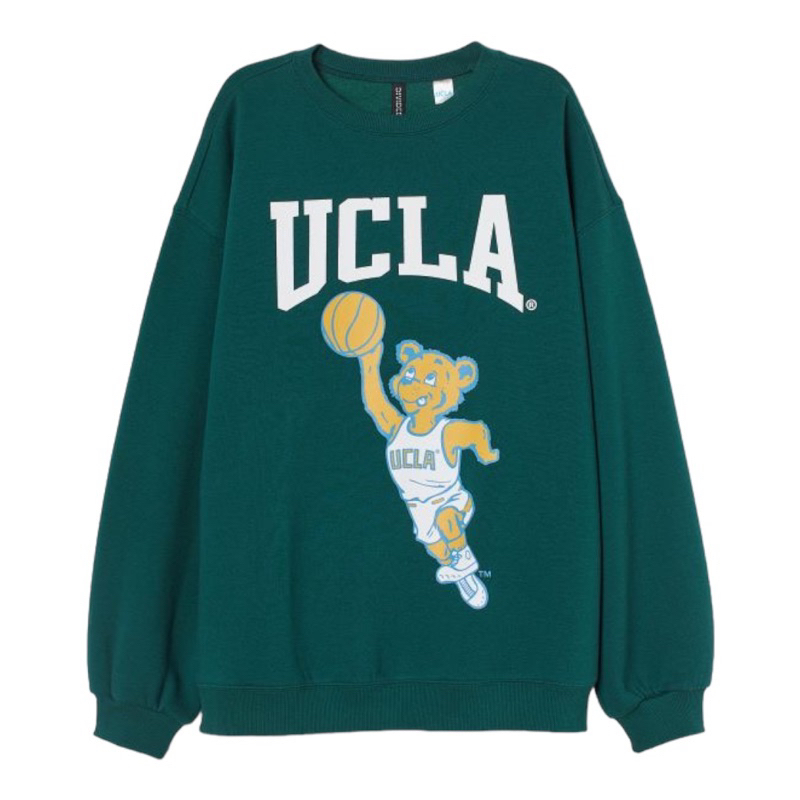 ( 8.8 ) Crewneck Sweatshirt H&amp;M Unsiex Ucla Sport Sablon, Flecee Katun Lembut, Free Papperbag