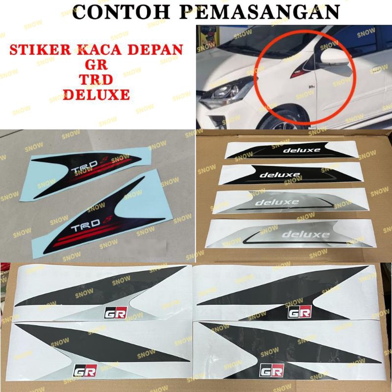 Stiker Depan Spion Sticker Mobil Universal TRD GR Deluxe Hitam Silver Agya Ayla Avanza Xenia Rush Terios Innova Pajero Fortuner Ertiga Hrv Brv Wrv Apv Spin Swift