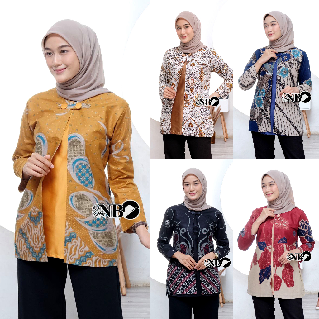 Baju Batik Wanita Modern Atasan Blouse Batik Kerja Kantor Wanita Seragam Batik Alina M L XL XXL