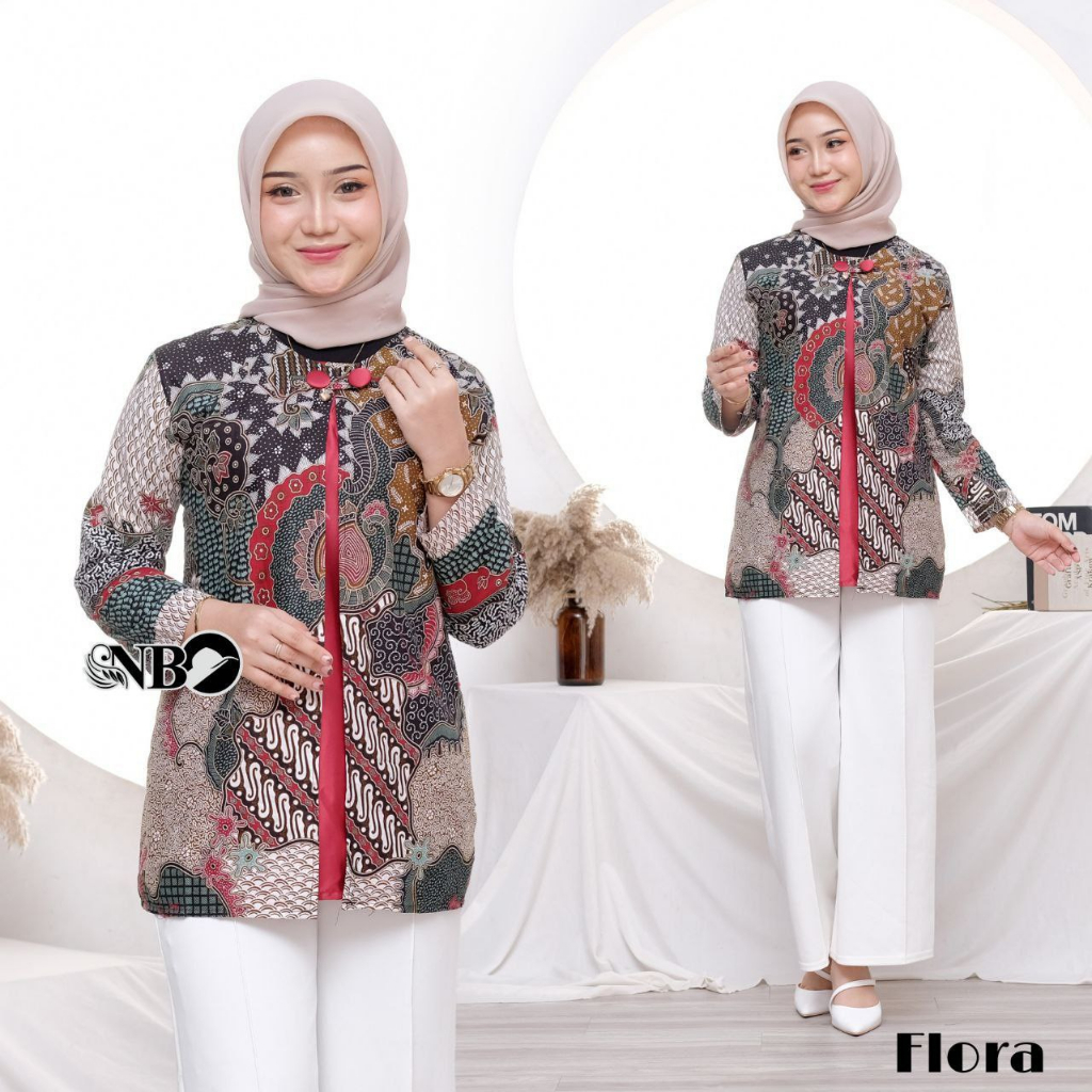 Baju Batik Wanita Modern Atasan Blouse Batik Kerja Kantor Wanita Seragam Batik Alina M L XL XXL