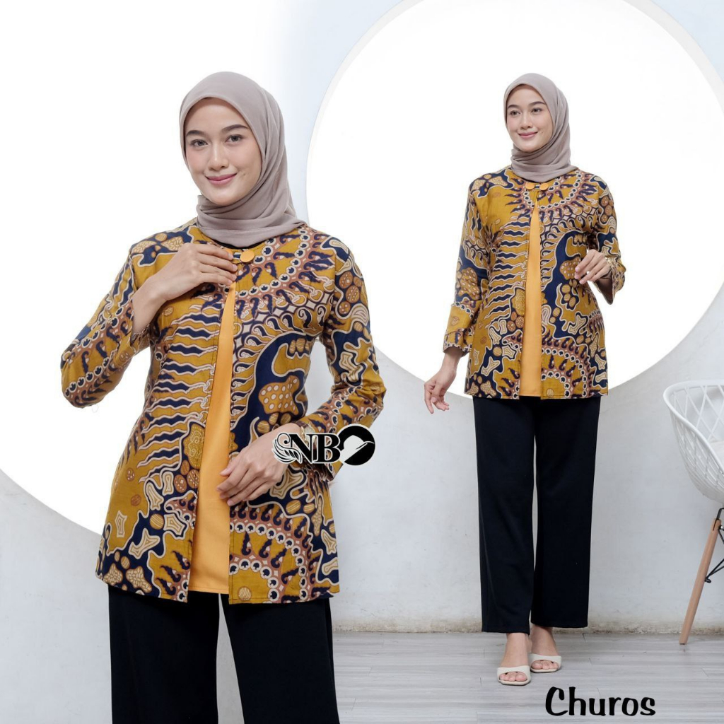 Baju Batik Wanita Modern Atasan Blouse Batik Kerja Kantor Wanita Seragam Batik Alina M L XL XXL