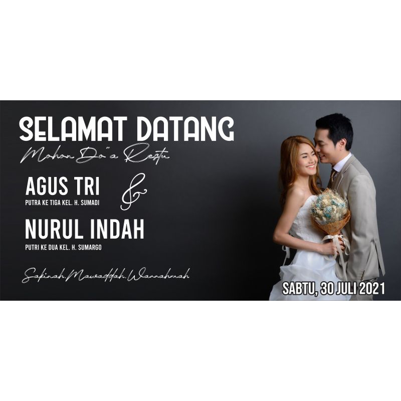 Banner/Spanduk Pernikahan Selamat Datang/Gratis Desain/Termurah