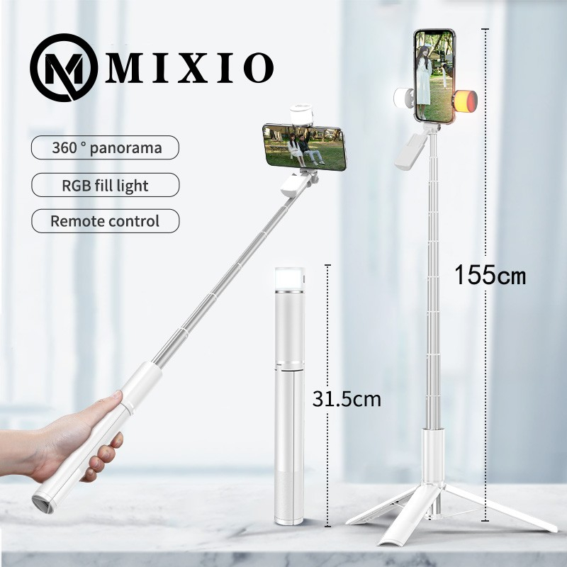 MIXIO A900 - Tongsis Tripod Bluetooth 150CM with LED &amp; RGB Lights