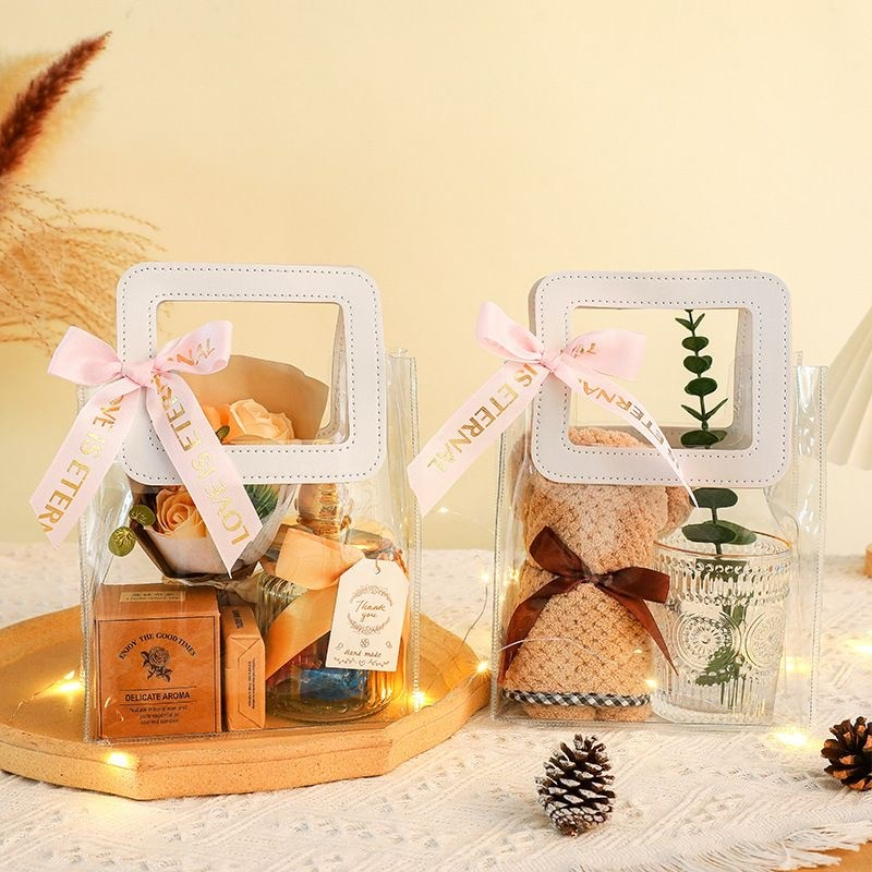 

Handle Leather Goodie Bag Mika PVC Transparan Premium