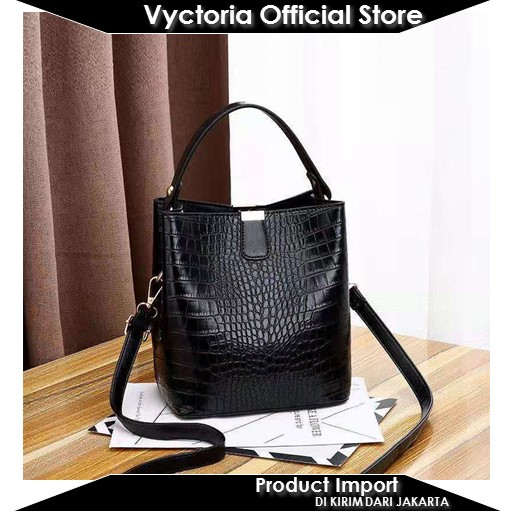 (COD) Vyctoria VOS8881 Tas Handbag Selempang Croco Wanita Cantik Import JT8881 LT1116 GT1683 EL 5634 BQ3079 CR7496 8881 1116 1683 5634 3079 7496