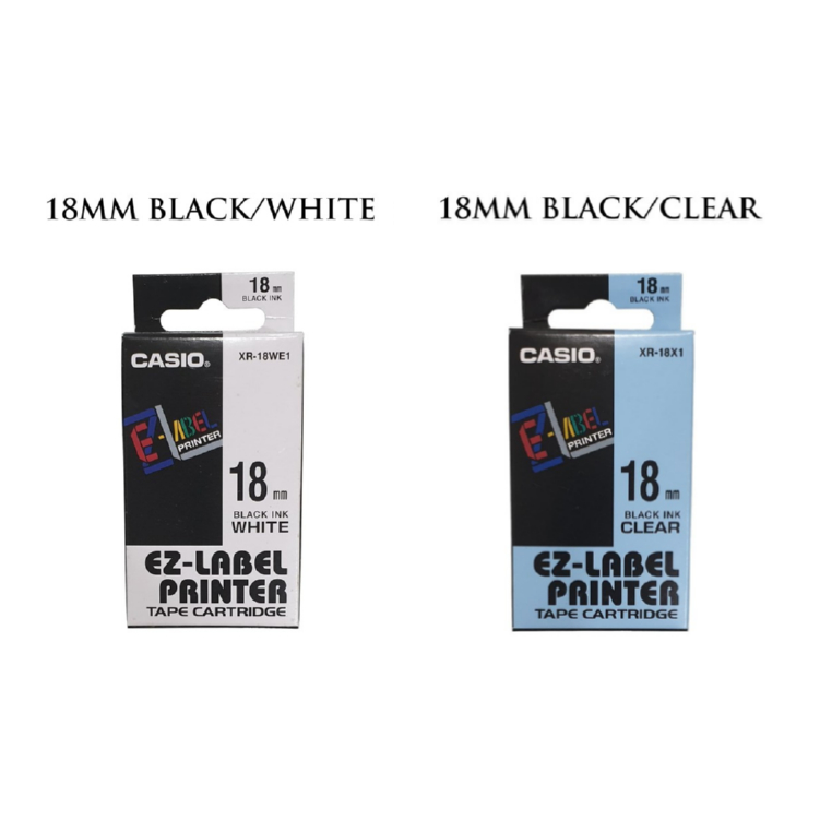 Pita EZ Label Printer Casio 18mm / XR-18WE1 White / 18X1 Clear